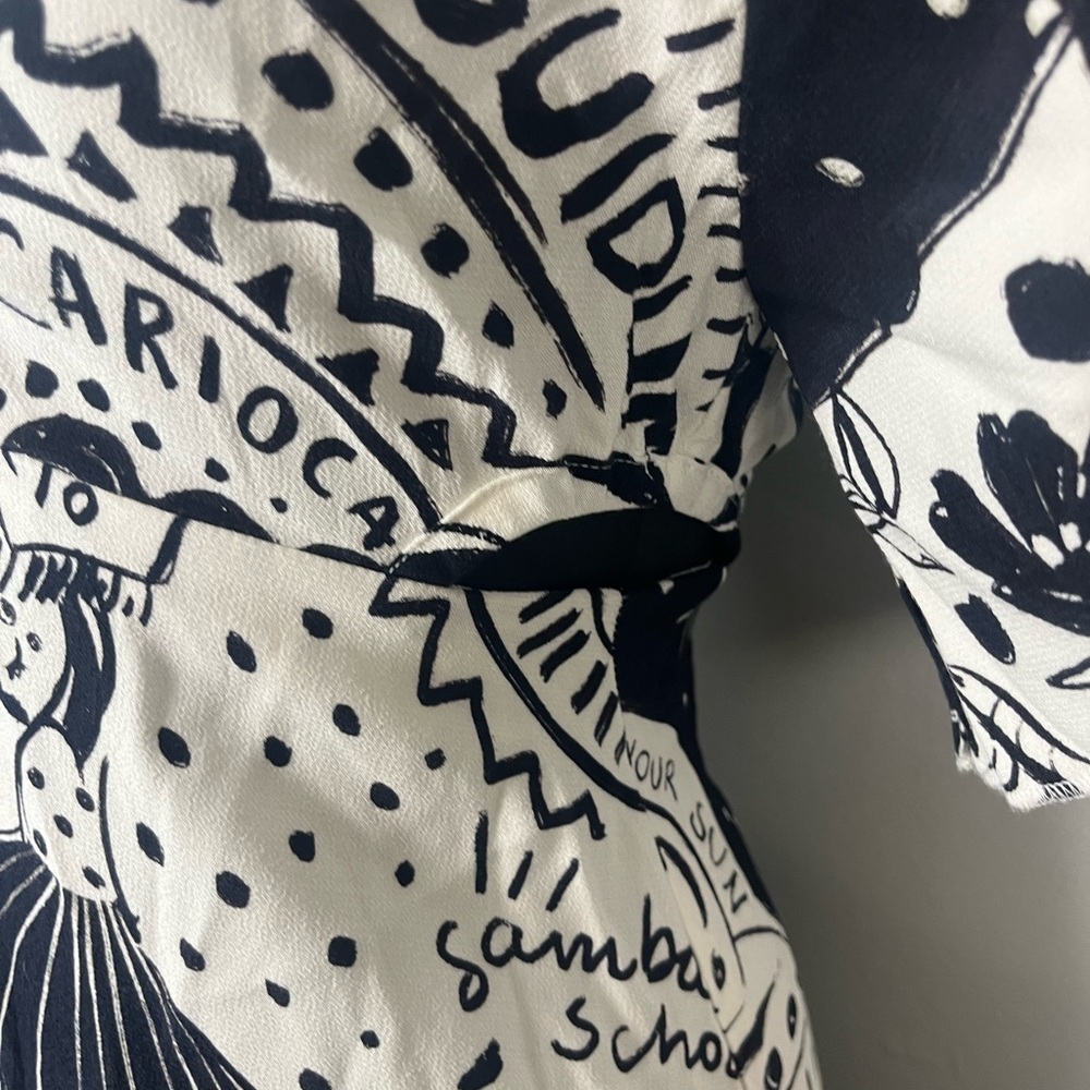 Farm Rio Black & White Cutout Maxi Dress Resortwear Vacation Size small pop art - Picture 2 of 7